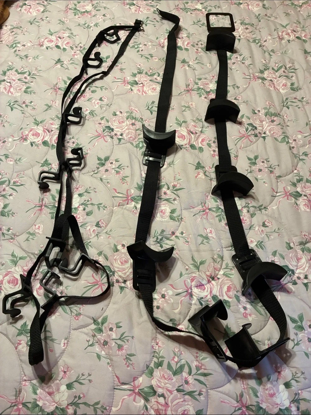 Set of 2 Adjustable Black Strap Purse Organizers with Multiple Hooks